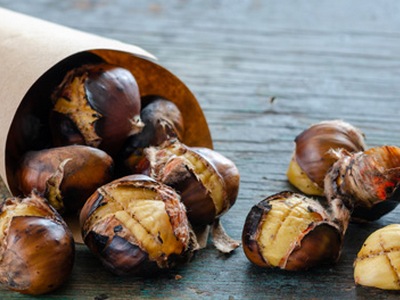 Roasted chestnuts in cone
